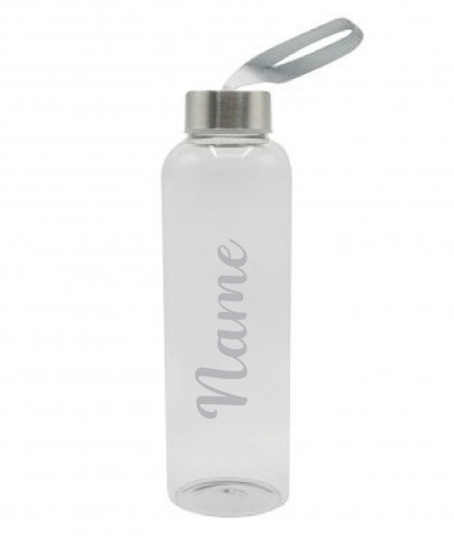 Silver Personalised Glass Water Bottle